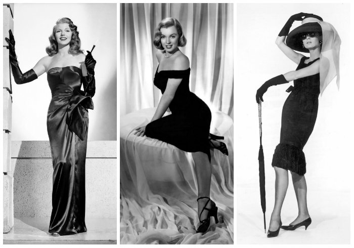 Rita Hayworth 1940s, Marlylin Monroe 1950s, Audrey hepburn 1960s