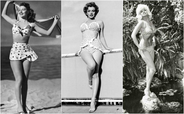 Ava Gardner, Marylin Monroe e Jane Mansfield in bikini 1950s