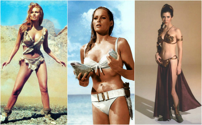 Raquel Welch, Ursula Andress e Carrie Fisher in bikini