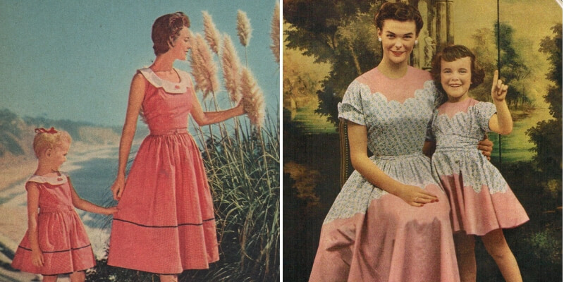 Due look coordinati mamma e figlia risalenti agli anni '50