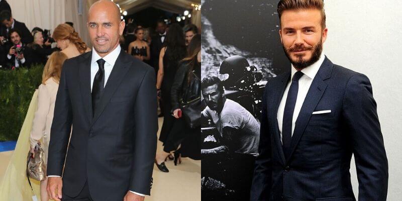 david beckham e un altro signore con abito scuro