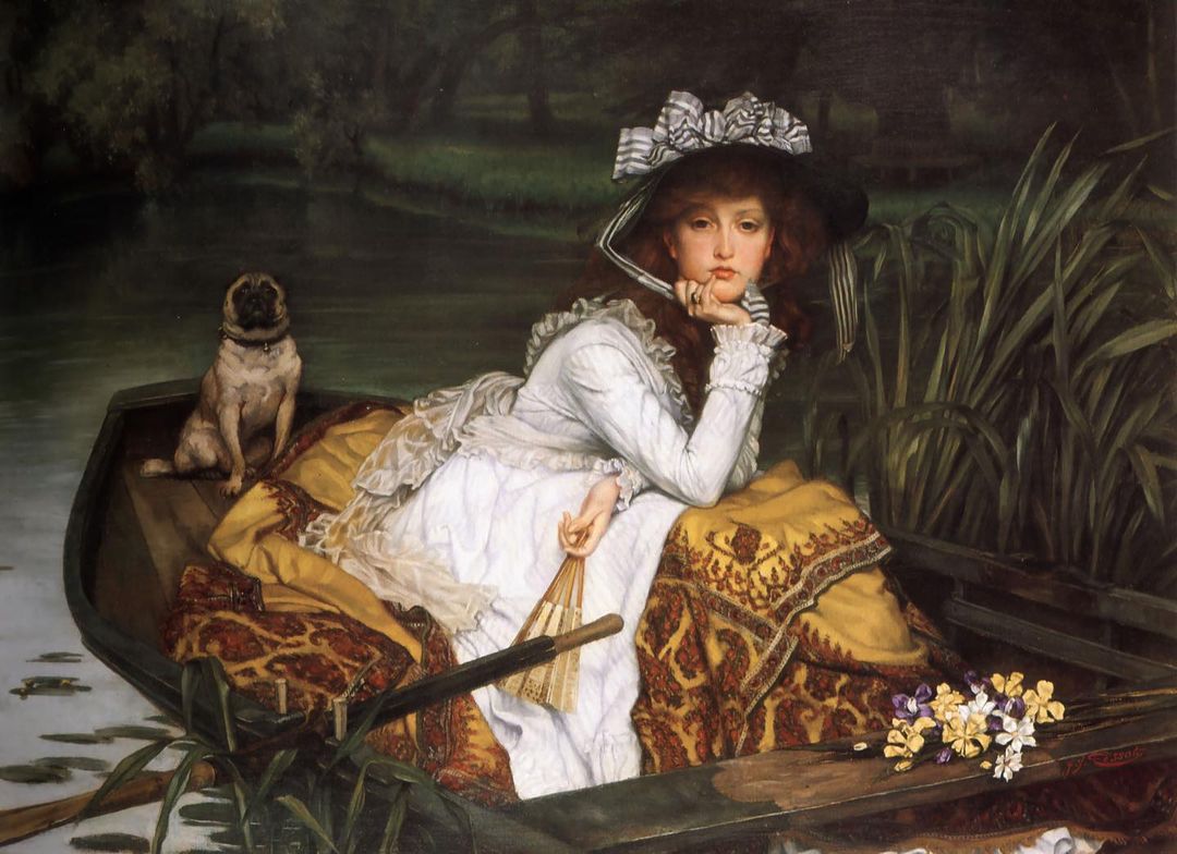 Giovane donna in una barca, o riflessioni, 1870 circa - James Jacques Joseph Tissot